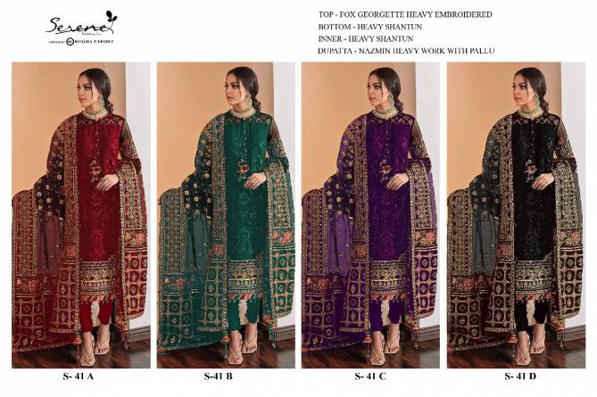 Serene S 41 Embroidery Heavy Festive Wear Georgette Pakistani Salwar Suits Collection